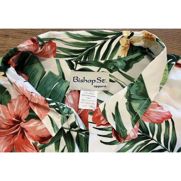 Bishop St. Apparel Hawaiian Shirt Mens 2XL Polo Floral Aloha Short Sleeve Rayon - Picture 4 of 10